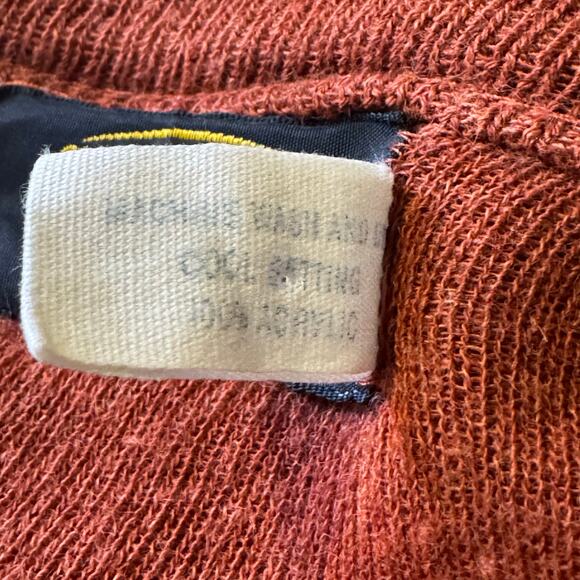 Vintage Botany Size Medium V-Neck Pullover 100% Acrylic Burnt Orange Sweater - Picture 7 of 7